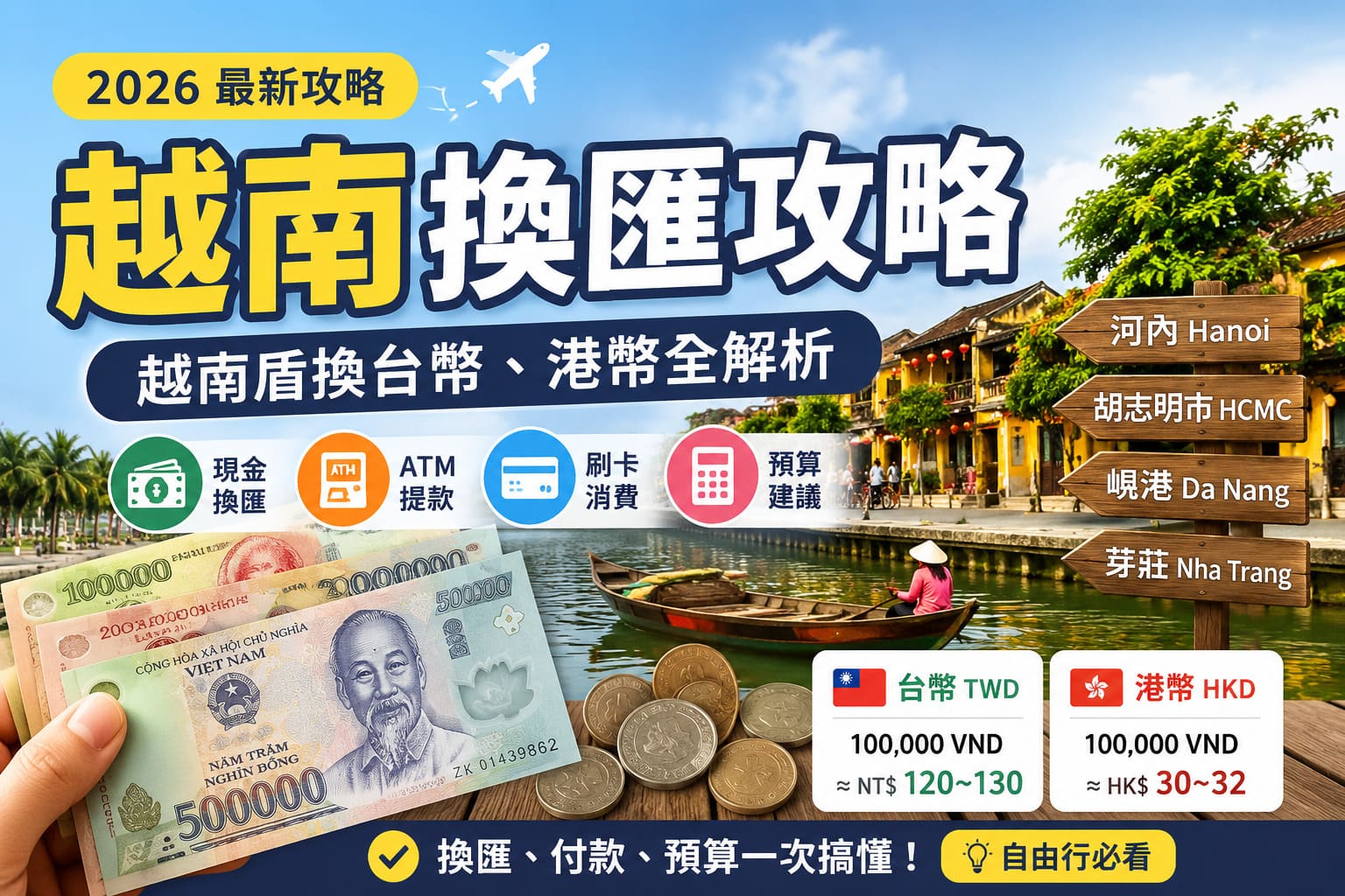 2026 越南換匯攻略｜越南盾換台幣、港幣，現金、ATM 提款、刷卡一次看